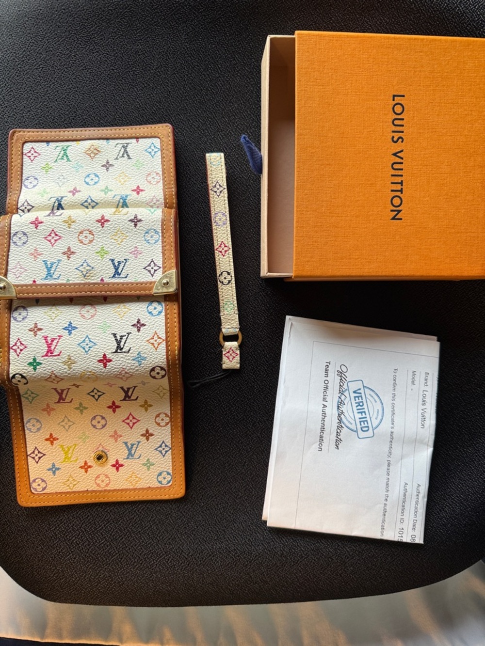 Louis Vuitton White Multicolor Monogram Card/wallet with keychain/charm & box - Picture 3 of 12